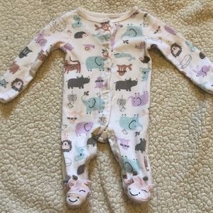Animal print footie pajamas